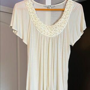Forever 21 Cream Blouse with Lace Detail